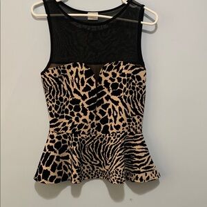 Suzy Shier multicolored sleeveless peplum top